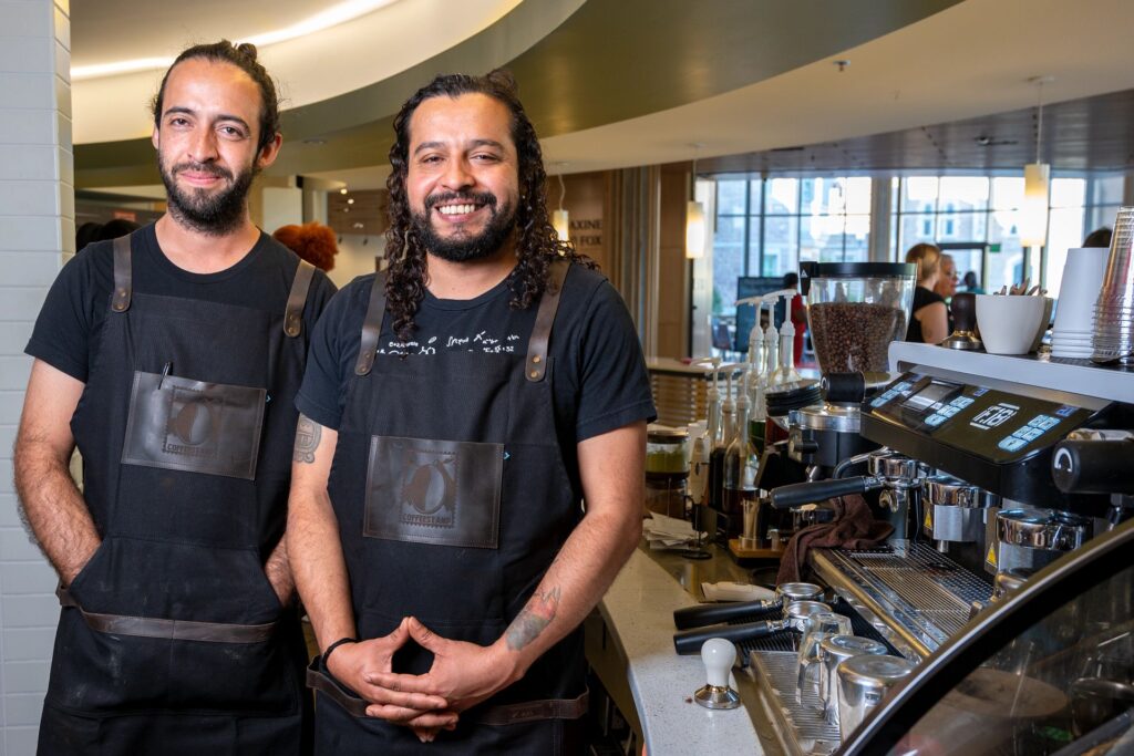Coffeestamp, a St. Louis-based micro roaster founded by brothers Patrick and Spencer Clapp in 2018, hosted a grand opening celebration at it’s new location at Washington University’s Brown School of Social Work. The location, at the Grounds for Change cafe in Hillman Hall, features coffee and a South American menu, honoring the brother’s native Honduras.